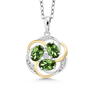 Green Tourmaline - October_Pendant in 925 Sterling Silver and 10K Yellow Gold