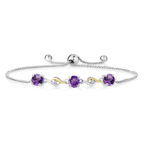 Amethyst - February_Bracelet in 925 Sterling Silver and 10K Yellow Gold