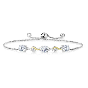 White Lab Grown Diamond - April_Bracelet in 925 Sterling Silver and 10K Yellow Gold