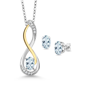 Pendant Earrings Set in 925 Sterling Silver and 10K Yellow Gold