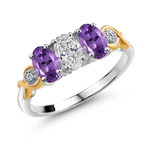 Amethyst - February_5_Ring in 925 Sterling Silver and 10K Yellow Gold