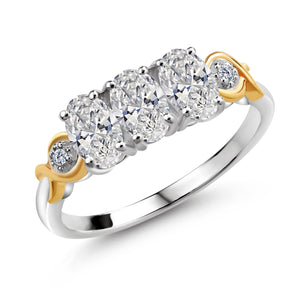 White Lab Grown Diamond - April_9_Ring in 925 Sterling Silver and 10K Yellow Gold