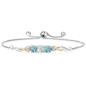 Opal - October_Bracelet in 925 Sterling Silver and 10K Yellow Gold