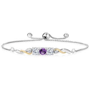 Amethyst - February_Bracelet in 925 Sterling Silver and 10K Yellow Gold