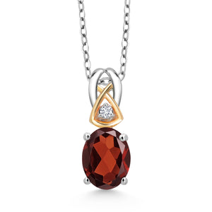 Garnet - January_Pendant in 925 Sterling Silver and 10K Yellow Gold