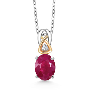 Ruby - July_Pendant in 925 Sterling Silver and 10K Yellow Gold