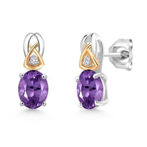 Amethyst - February_Earrings in 925 Sterling Silver and 10K Yellow Gold