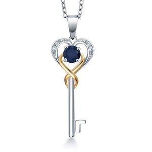 Sapphire - September_Pendant in 925 Sterling Silver and 10K Yellow Gold