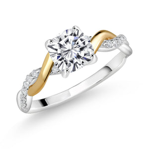 White Lab Grown Diamond_5_Ring in 925 Sterling Silver and 10K Yellow Gold