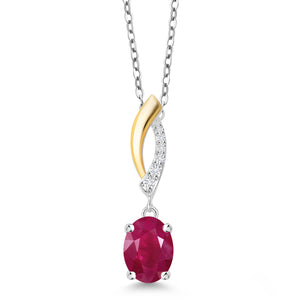 Ruby - July_Pendant in 925 Sterling Silver and 10K Yellow Gold