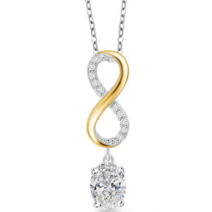 White Lab Grown Diamond - April_Pendant in 925 Sterling Silver and 10K Yellow Gold