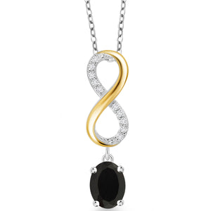 Onyx - December_Pendant in 925 Sterling Silver and 10K Yellow Gold