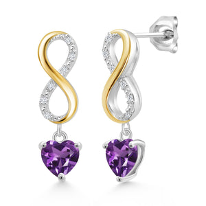 Amethyst - February_Earrings in 925 Sterling Silver and 10K Yellow Gold