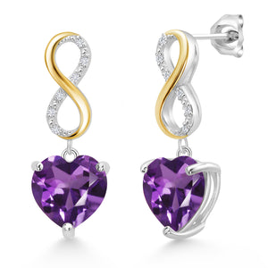 Amethyst - February_Earrings in 925 Sterling Silver and 10K Yellow Gold