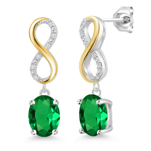 Nano Emerald - May_Earrings in 925 Sterling Silver and 10K Yellow Gold