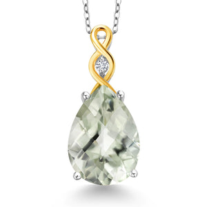 Amethyst and Lab Grown Diamond_Pendant in 925 Sterling Silver and 10K Yellow Gold