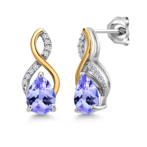Tanzanite - December_Earrings in 925 Sterling Silver and 10K Yellow Gold