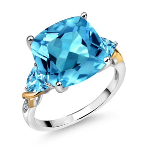 Ring in 925 Sterling Silver and 10K Yellow Gold