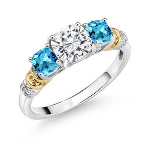 Ring in 925 Sterling Silver and 10K Yellow Gold