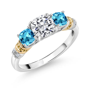 Ring in 925 Sterling Silver and 10K Yellow Gold