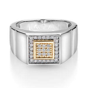 Ring in 925 Sterling Silver and 10K Yellow Gold
