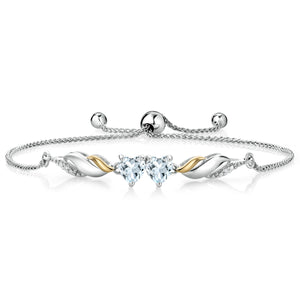 Aquamarine - March_Bracelet in 925 Sterling Silver and 10K Yellow Gold