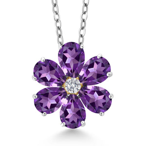 Amethyst - February_Pendant in 925 Sterling Silver and 10K Yellow Gold