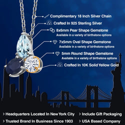 Pendant in 925 Sterling Silver and 10K Yellow Gold