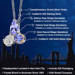Pendant in 925 Sterling Silver and 10K Yellow Gold