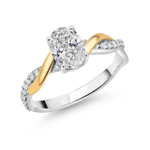 Ring in 925 Sterling Silver and 10K Yellow Gold