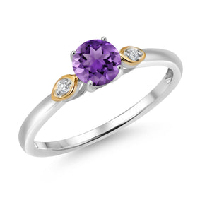 Amethyst - February_5_Ring in 925 Sterling Silver and 10K Yellow Gold