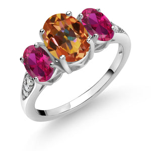 Mystic Topaz - Created Ruby and Lab Grown Diamond_7_Ring in 10K White Gold
