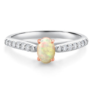 Ethiopian Opal-Cabochon - October_Ring in 10K Two Tone Gold