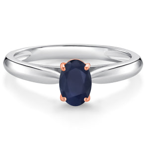 Blue Sapphire - September_5_Ring in 925 Sterling Silver and 10K Rose Gold