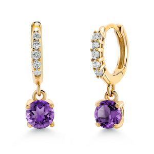 Amethyst - February_Earrings in 10K Yellow Gold