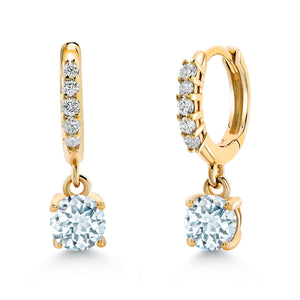 Aquamarine - March_Earrings in 10K Yellow Gold