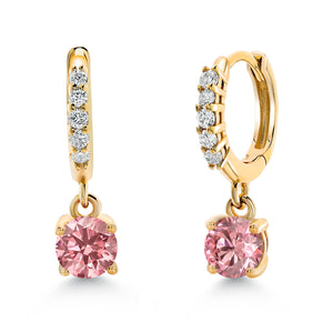 Pink Lab Grown Diamond_Earrings in 10K Yellow Gold