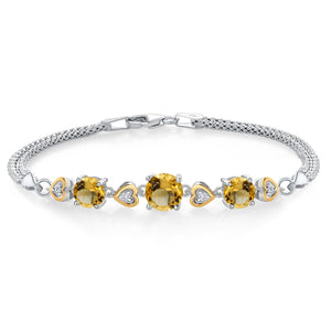 Citrine - November_Bracelet in 925 Sterling Silver and 10K Yellow Gold