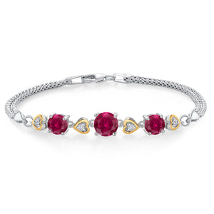 Created Ruby - July_Bracelet in 925 Sterling Silver and 10K Yellow Gold
