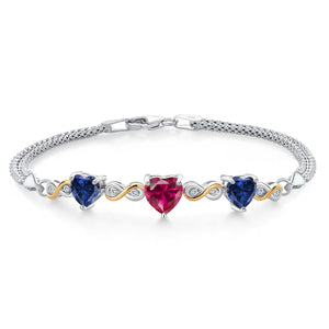 Created Ruby - July_Bracelet in 925 Sterling Silver and 10K Yellow Gold