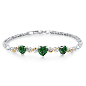 Nano Emerald - May_Bracelet in 925 Sterling Silver and 10K Yellow Gold