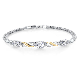 Moissanite - April_Bracelet in 925 Sterling Silver and 10K Yellow Gold