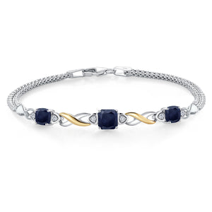 Sapphire - September_Bracelet in 925 Sterling Silver and 10K Yellow Gold