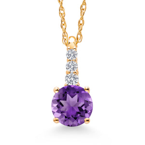 Amethyst and Lab Grown Diamond_Pendant in 10K Yellow Gold