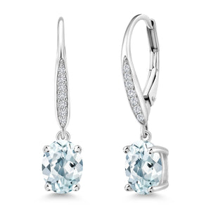 Aquamarine - March_Earrings in 925 Sterling Silver