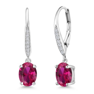 Created Ruby - July_Earrings in 925 Sterling Silver