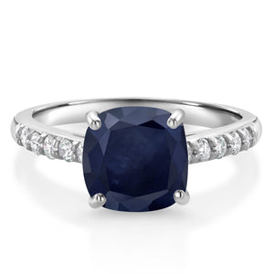 Blue Sapphire - September_5_Ring in 10K White Gold
