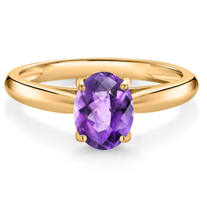 Amethyst-Checkerboard - February_5_Ring in 10K Yellow Gold