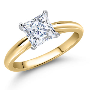 White Moissanite - April_Ring in 10K Two Tone Gold