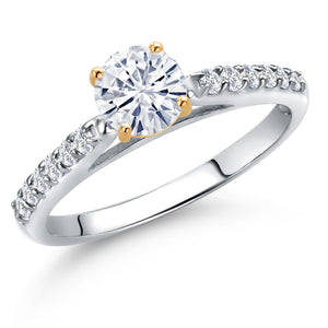White Moissanite - April_Ring in 10K Two Tone Gold